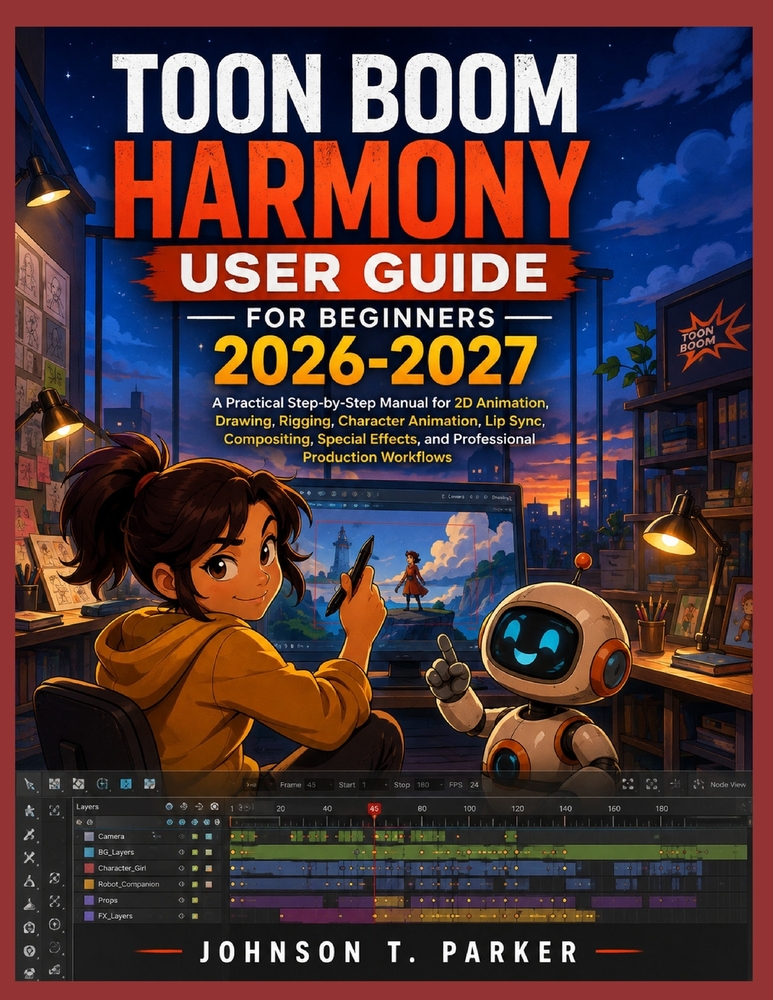 Toon Boom Harmony User Guide for Beginners 2026-2027: A Practical Step-by-Step Manual for 2D Animation, Drawing, Rigging, Character Animation, Lip Syn cover
