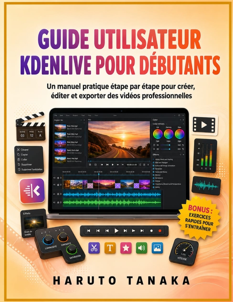 Guide Utilisateur Kdenlive Pour Débutants: Un manuel pratique étape par étape pour créer, éditer et exporter des vidéos professionnelles cover