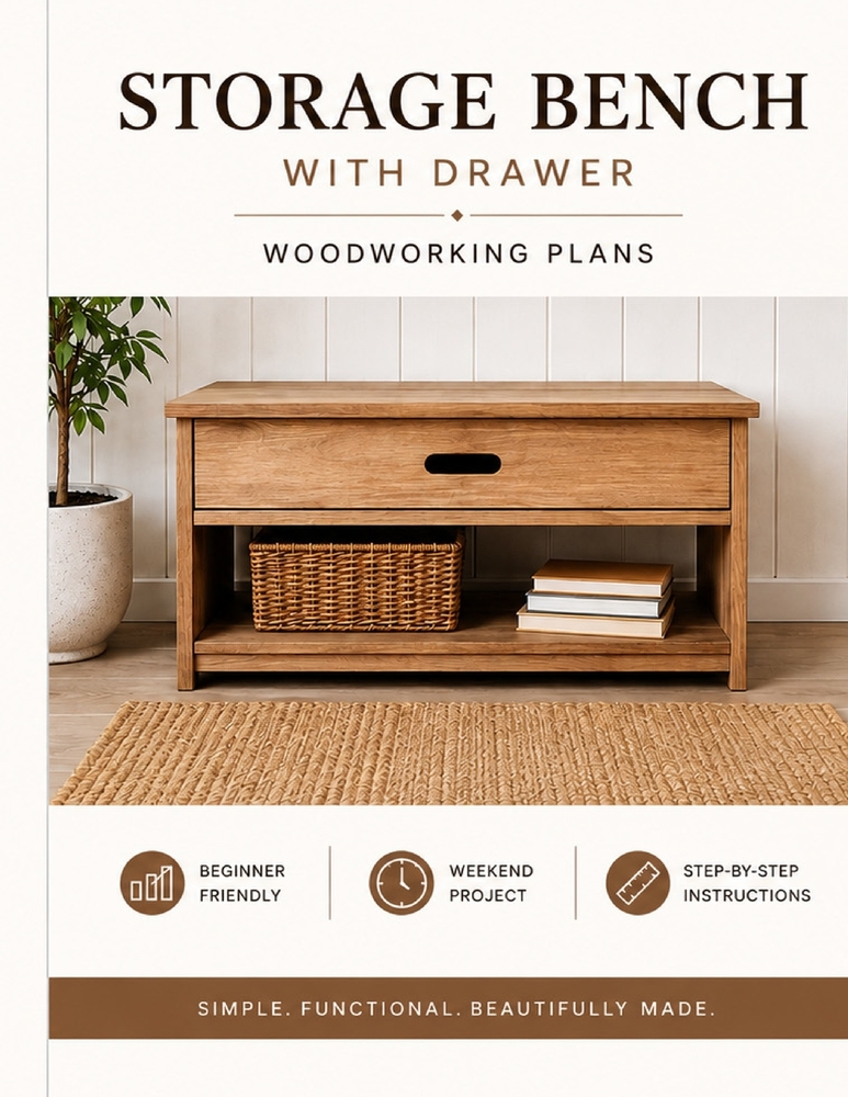 Storage Bench With Drawer: Woodworking Plans cover