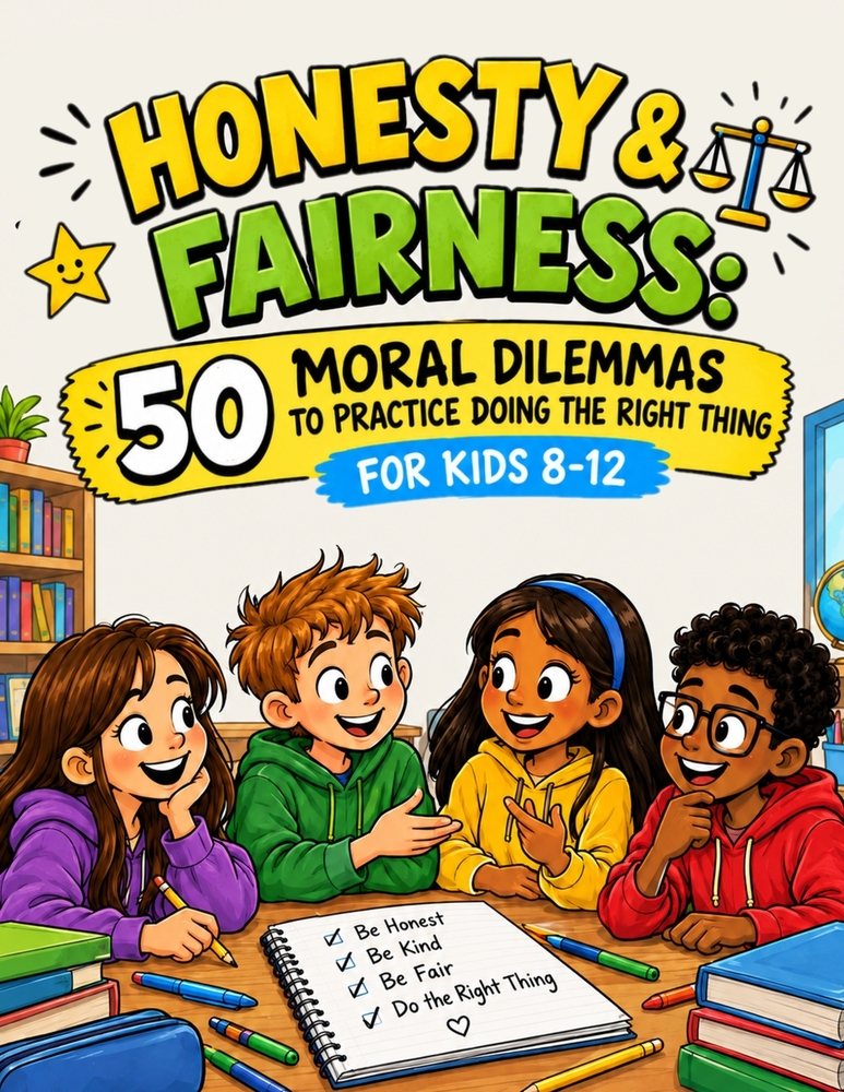 Honesty & Fairness: 50 Moral Dilemmas to Practice Doing the Right Thing for Kids 8-12 cover