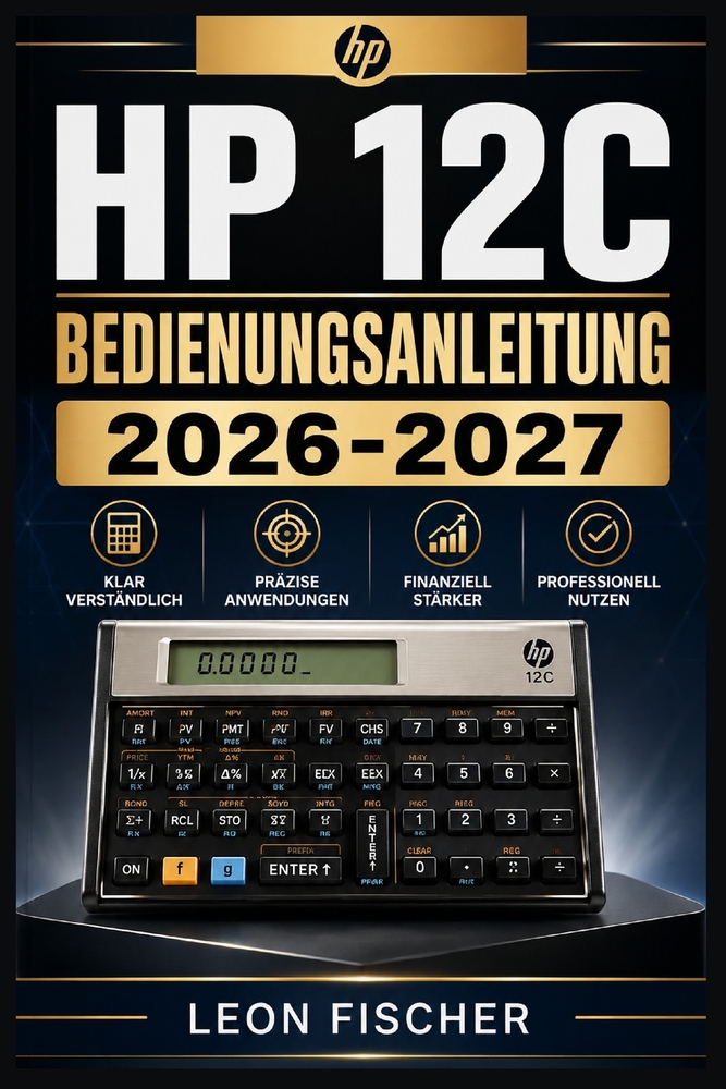 HP 12C Bedienungsanleitung 2026-2027: Finanzmathematik, Immobilienbewertung und praktische Rechenbeispiele für Studium und Beruf cover