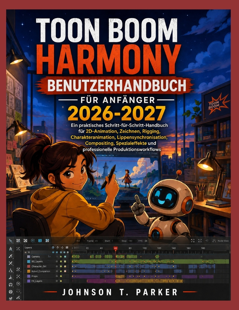 Toon Boom Harmony Benutzerhandbuch Für Anfänger 2026-2027: Ein praktisches Schritt-für-Schritt-Handbuch für 2D-Animation, Zeichnen, Rigging, Charakter cover