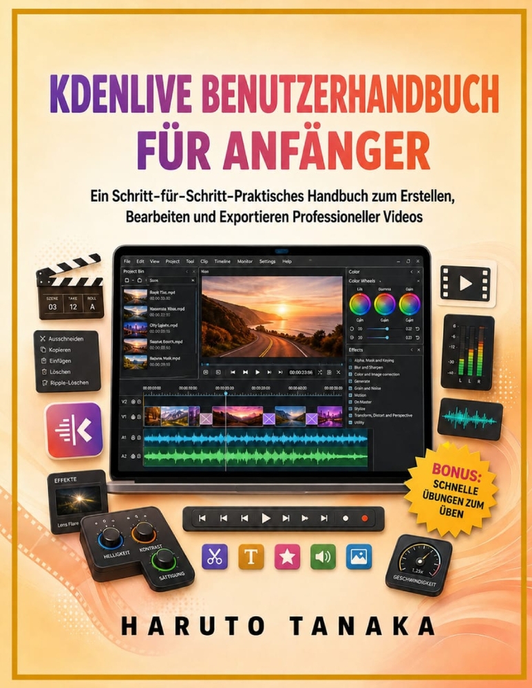 Kdenlive Benutzerhandbuch Für Anfänger: Ein Schritt-für-Schritt-Praktisches Handbuch zum Erstellen, Bearbeiten und Exportieren Professioneller Videos cover