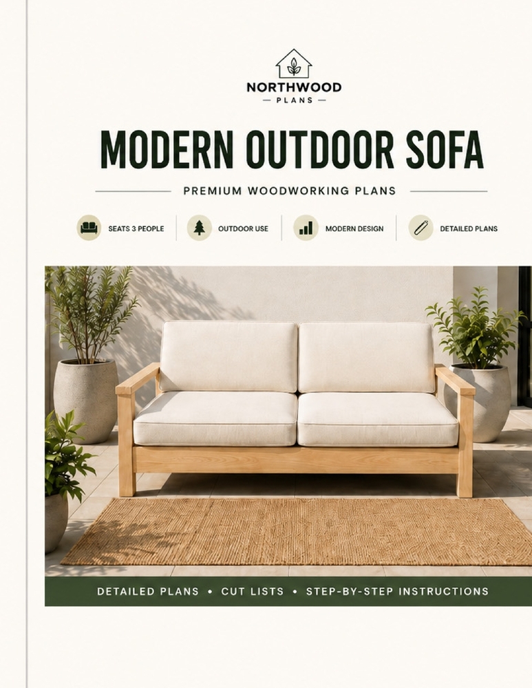 Modern Outdoor Sofa: Premium Woodworking Plans with Cut List, Dimensions & Step-by-Step Instructions cover