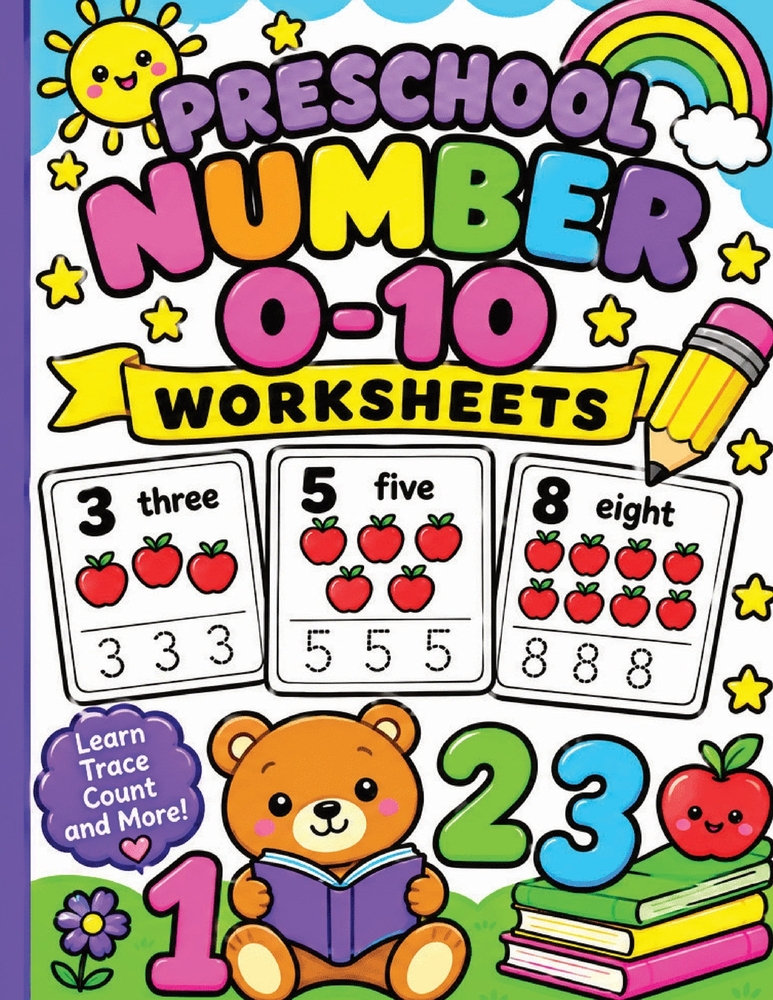Preschool Numbers 0-10: Fun Number Tracing, Counting & Recognition Activities for Preschoolers cover