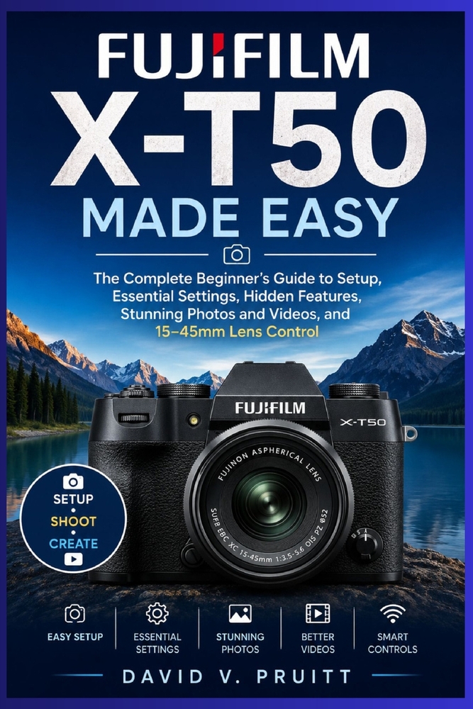 Fujifilm X-T50 Made Easy: The Complete Beginner's Guide to Setup, Essential Settings, Hidden Features, Stunning Photos and Videos, and 15 45mm Lens Co cover