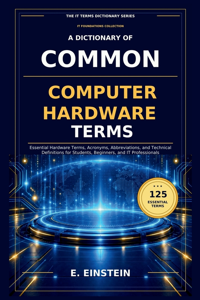 A Dictionary of Common Computer Hardware Terms: Essential Hardware Terms, Acronyms, Abbreviations, and Technical Definitions for Students, Beginners, cover