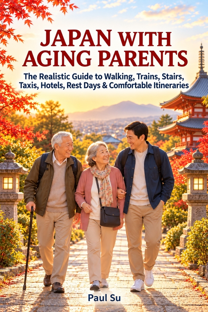 Japan With Aging Parents: The Realistic Guide to Walking, Trains, Stairs, Taxis, Hotels, Rest Days, and Comfortable Itineraries cover