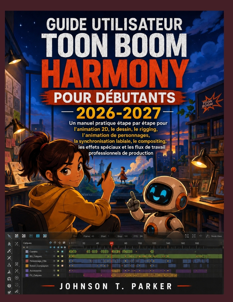 Guide Utilisateur Toon Boom Harmony Pour Débutants 2026-2027: Un manuel pratique étape par étape pour l'animation 2D, le dessin, le rigging, l'animati cover