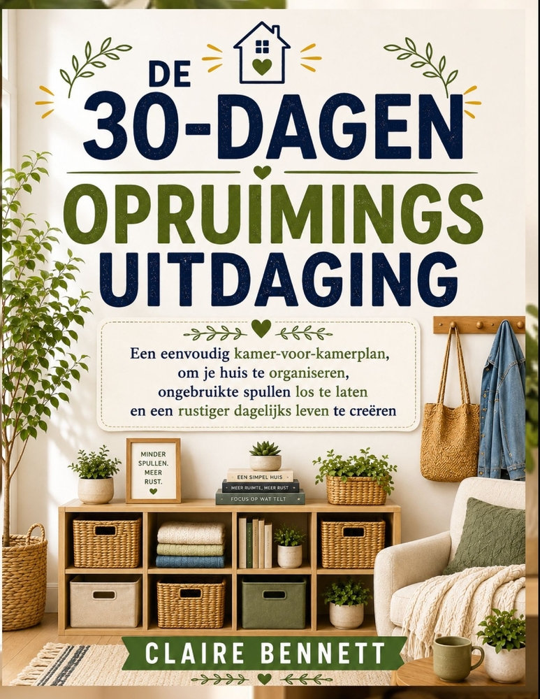 De 30-dagen opruimingsuitdaging: Een eenvoudig kamer-voor-kamerplan om je huis te organiseren, ongebruikte spullen los te laten en een rustiger dageli cover