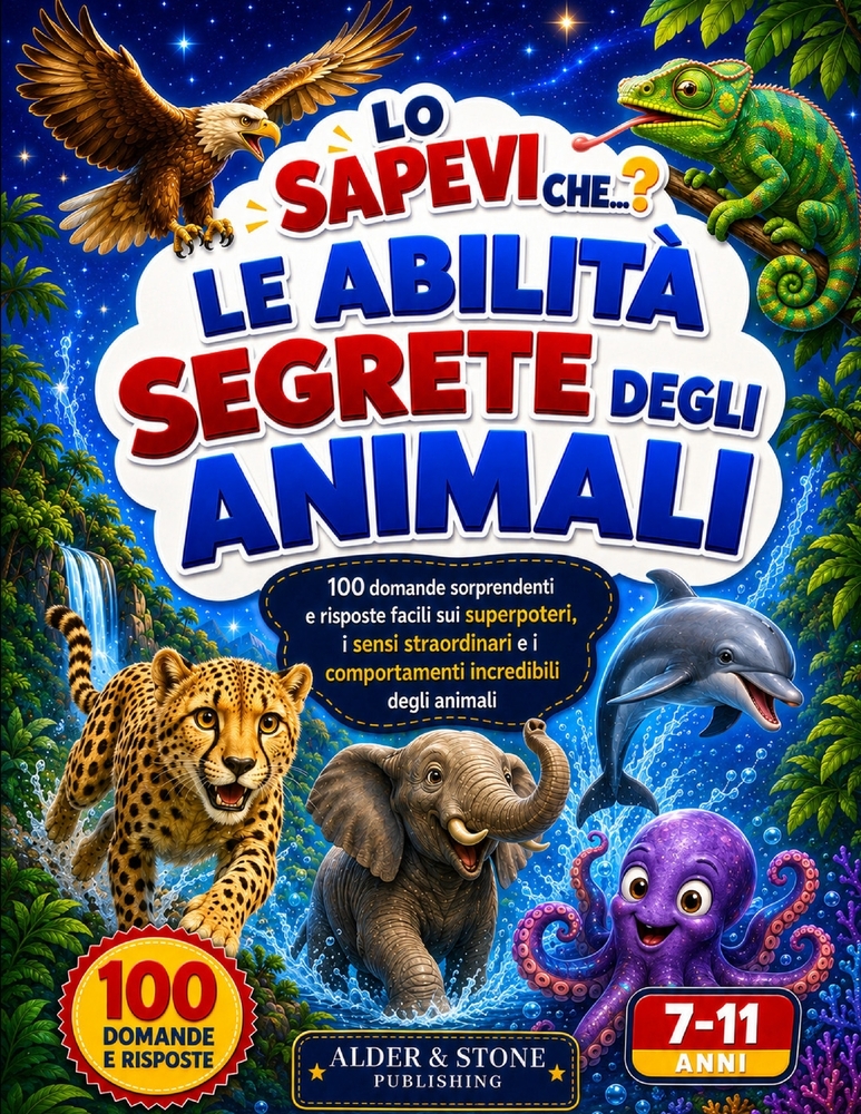 Lo Sapevi Che...? Le Abilità Segrete degli Animali: 100 domande sorprendenti e risposte facili sui superpoteri, i sensi straordinari e i comportamenti cover