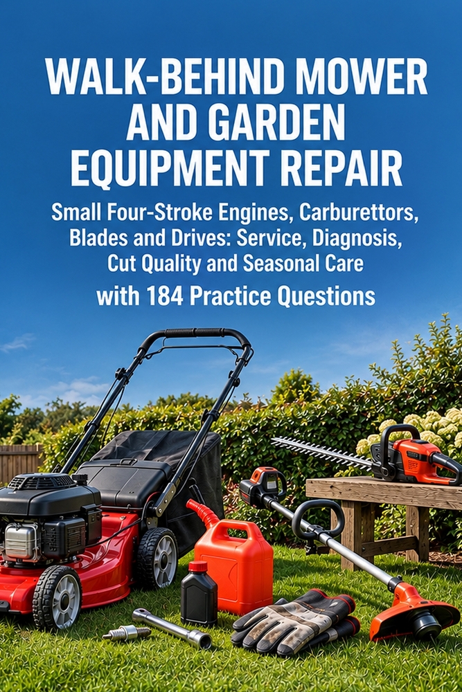 Walk-Behind Mower and Garden Equipment Repair: Small Four-Stroke Engines, Carburettors, Blades and Drives: Service, Diagnosis, Cut Quality and Seasona cover
