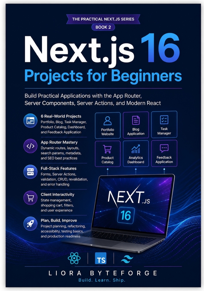 Next.js 16 Projects for Beginners: Build Practical Applications with the App Router, Server Components, Server Actions, and Modern React cover