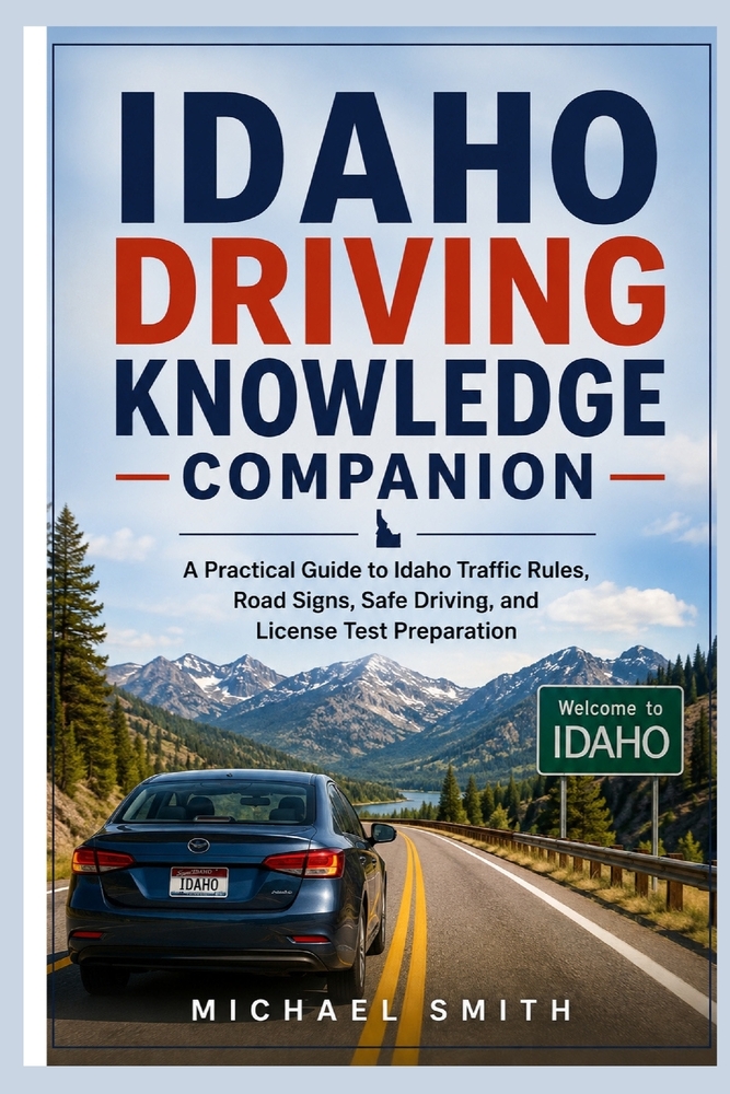 Idaho Driving Knowledge Companion: A Practical Guide to Idaho Traffic Rules, Road Signs, Safe Driving, and License Test Preparation cover