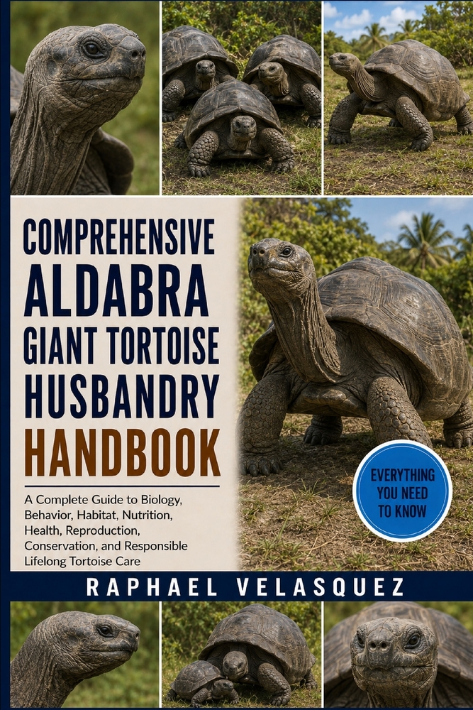 Comprehensive Aldabra Giant Tortoise Husbandry Handbook: A Complete Guide to Biology, Behavior, Habitat, Nutrition, Health, Reproduction, Conservation cover