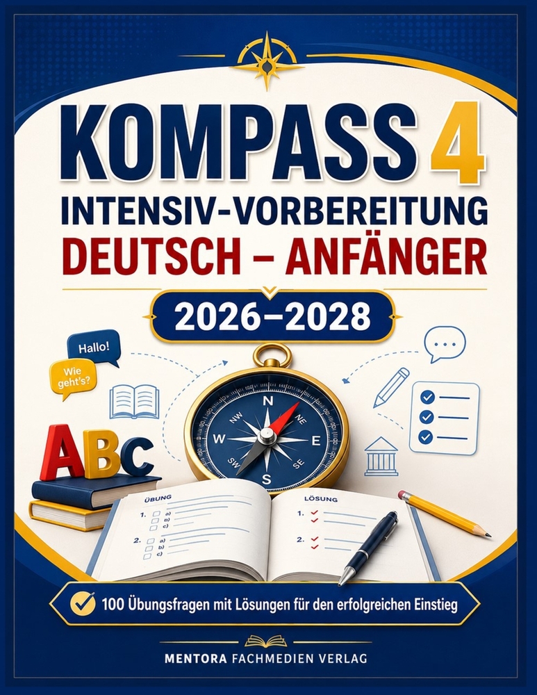 Kompass 4 Intensiv-Vorbereitung - Deutsch - Anfänger 2026-2028: 100 Übungsfragen mit Lösungen für den erfolgreichen Einstieg cover