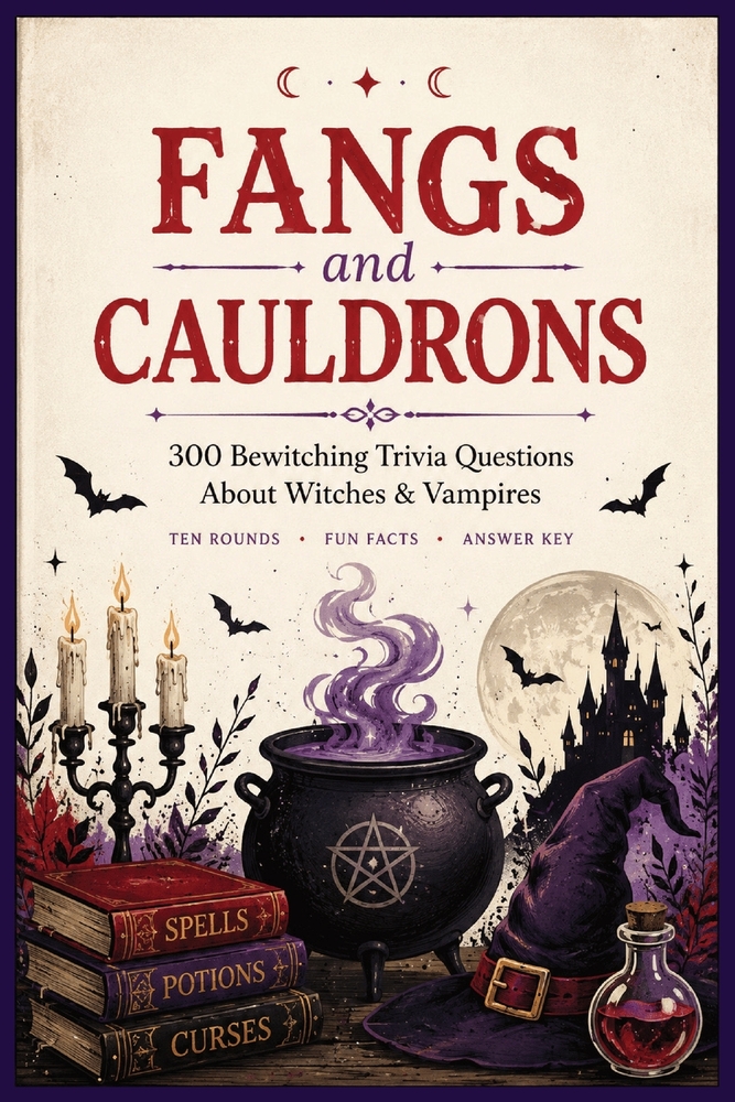 Fangs and Cauldrons: 300 Bewitching Trivia Questions About Witches & Vampires cover