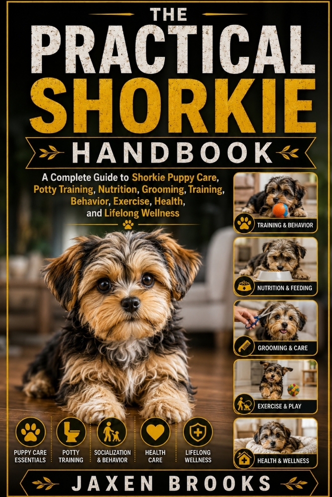 The Practical Shorkie Handbook: A Complete Guide to Shorkie Puppy Care, Potty Training, Nutrition, Grooming, Training, Behavior, Exercise, Health, and cover