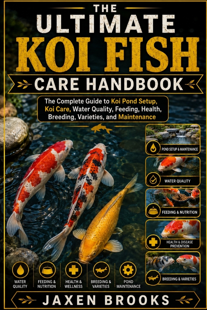 The Ultimate Koi Fish Care Handbook: The Complete Guide to Koi Pond Setup, Koi Care, Water Quality, Feeding, Health, Breeding, Varieties, and Maintena cover