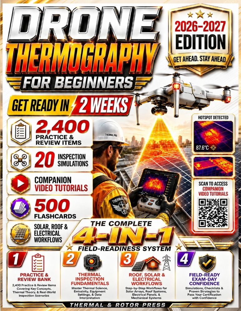 Drone Thermography for Beginners 2026-2027: Get Ready in 2 Weeks: 4-in-1 Thermal Inspection System with 2,400 Practice Items, 20 Simulations, 20 Video cover