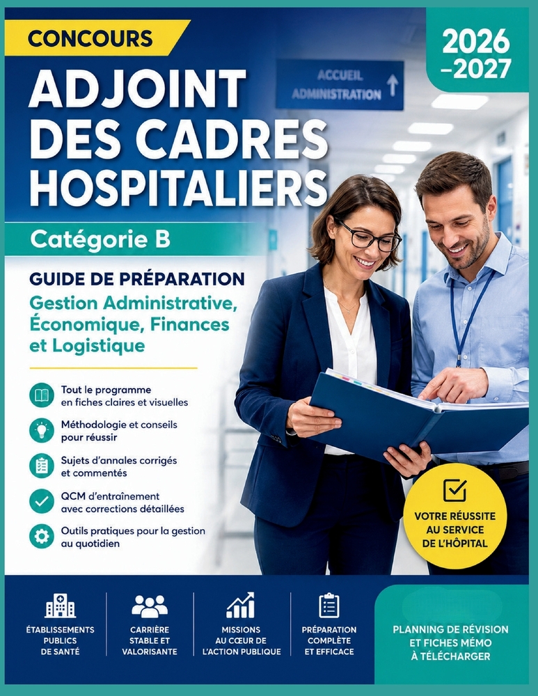 Concours Adjoint des Cadres Hospitaliers 2026-2027: Guide de Préparation Catégorie B - Gestion Administrative, Économique, Finances et Logistique cover