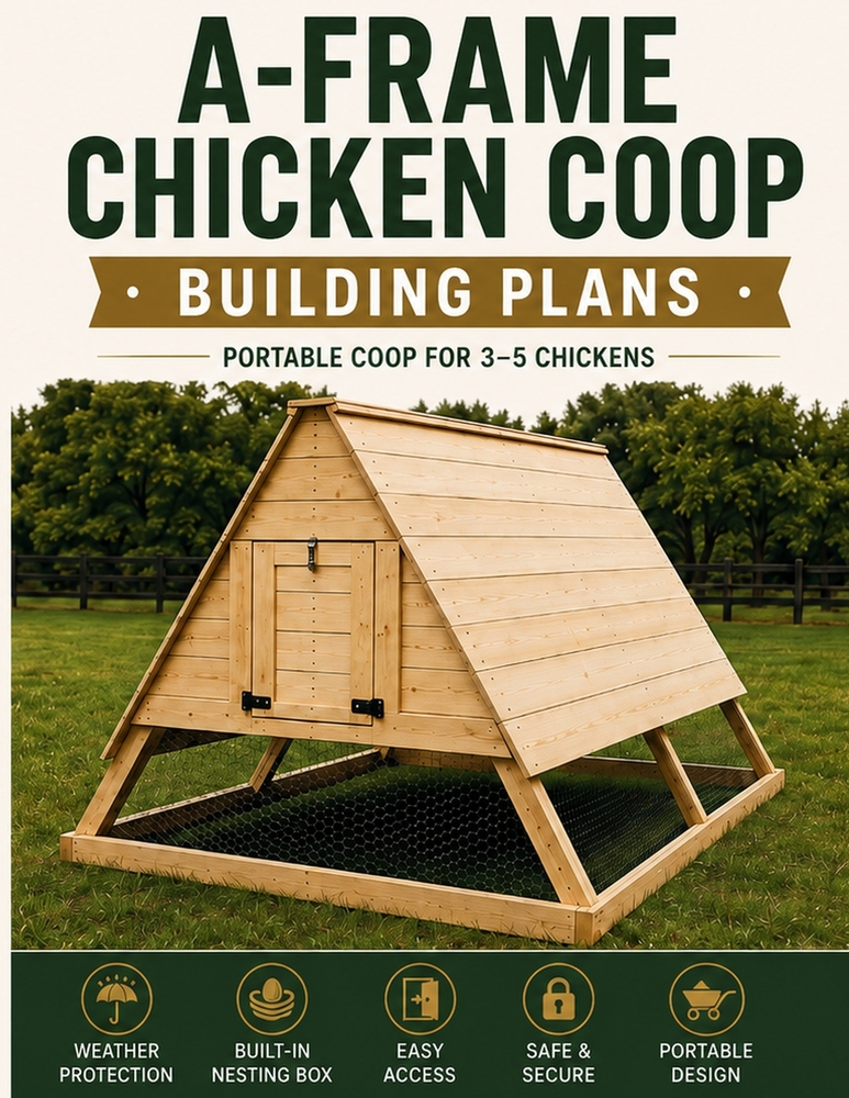 A-Frame Chicken Coop: Building Plans: Portable Coop for 3-5 Chickens cover