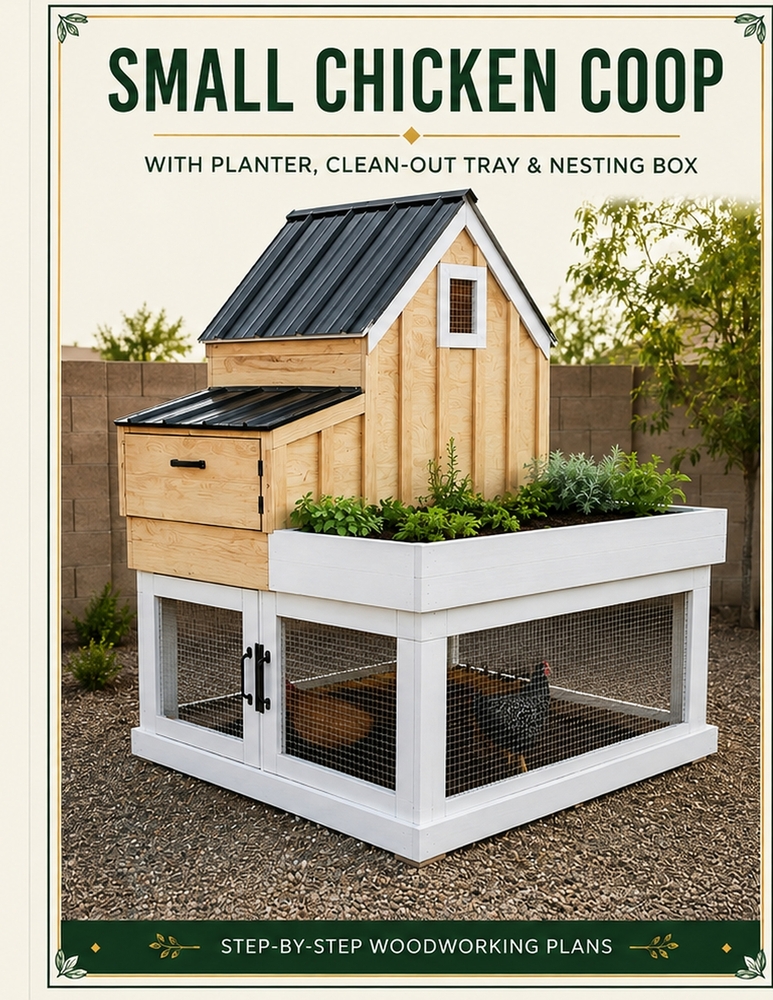 Small Chicken Coop: With Planter, Clean-Out Tray & Nesting Box cover