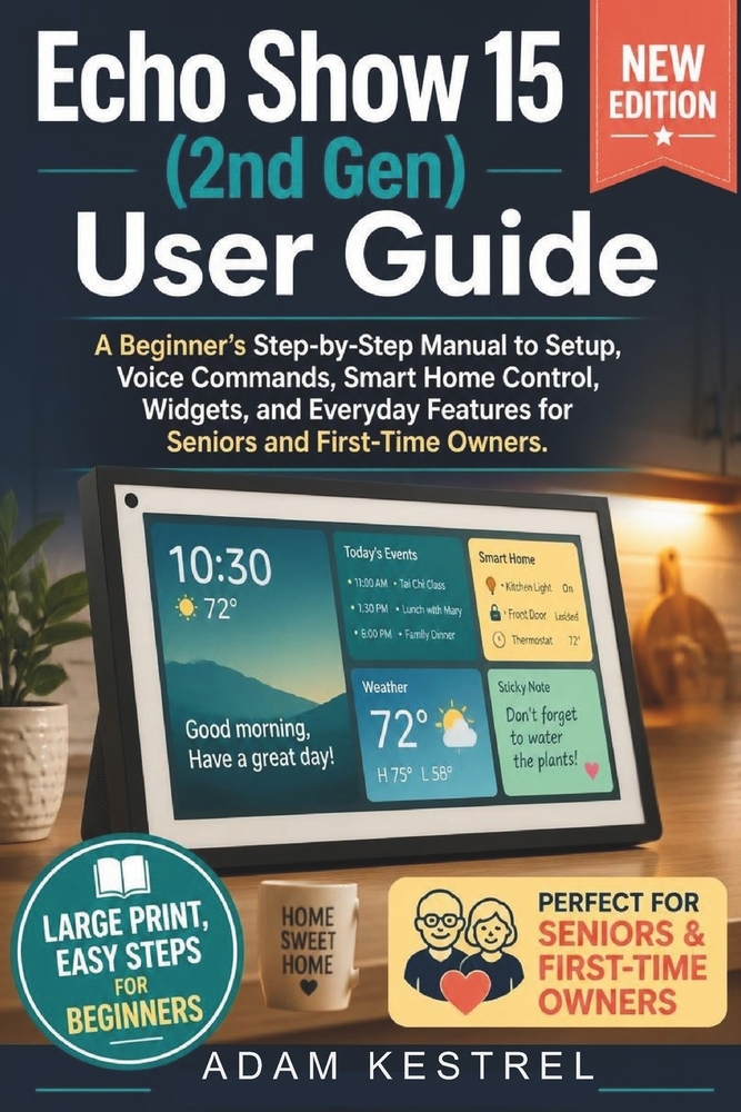 Echo Show 15 (2nd Gen) User Guide: A Beginner's Step-by-Step Manual to Setup, Voice Commands, Smart Home Control, Widgets, and Everyday Features for S cover