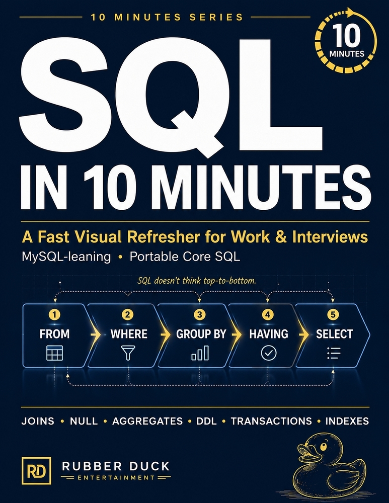 SQL in 10 Minutes: A Fast Visual Refresher for Work & Interviews cover
