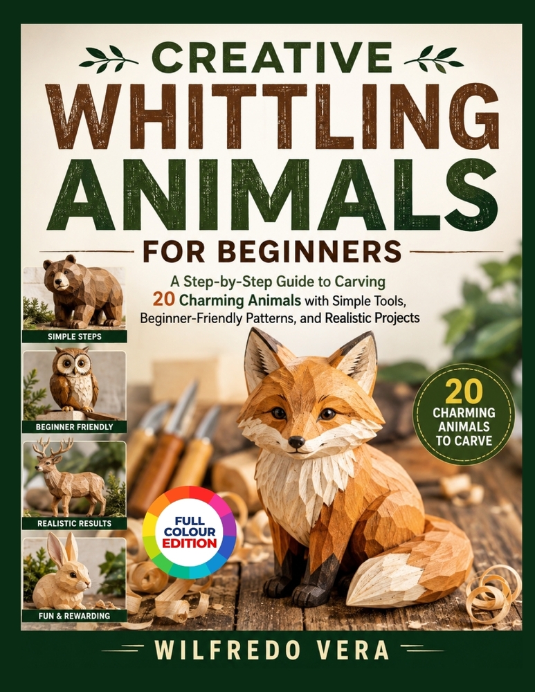 Creative Whittling Animals for Beginners: A Step-by-Step Guide to Carving 20 Charming Animals with Simple Tools, Beginner-Friendly Patterns, and Reali cover