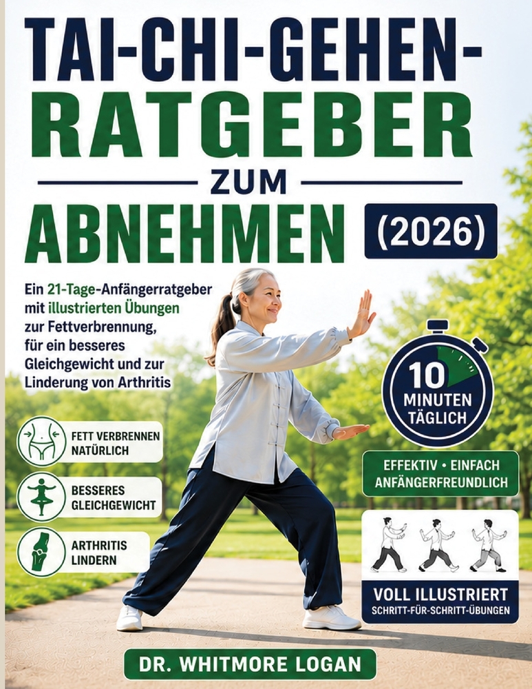 Tai-Chi-Gehen-Ratgeber Zum Abnehmen (2026): Ein 21-Tage-Anfängerratgeber mit illustrierten Übungen zur Fettverbrennung, für ein besseres Gleichgewicht cover