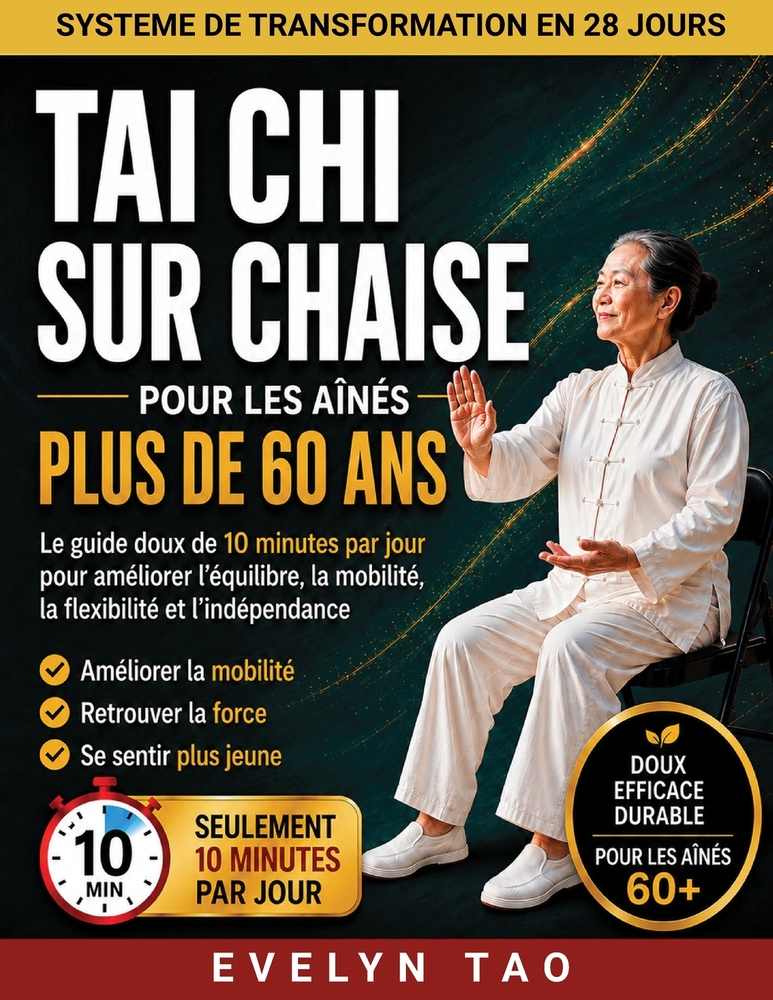 Tai Chi sur chaise Pour les aînés Plus de 60 ans: Le guide en douceur de 10 minutes par jour pour un meilleur équilibre, une meilleure mobilité, une m cover