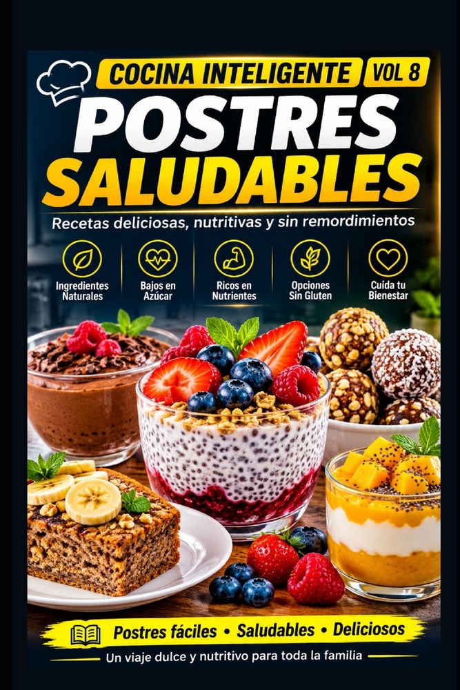 Cocina Inteligente Vol 8: POSTRES SALUDABLES: Un manual práctico para preparar postres deliciosos, sencillos y más equilibrados, con instrucciones cla cover