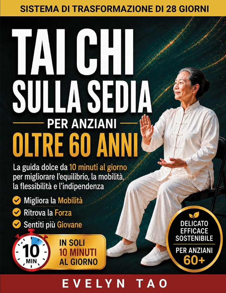 Tai Chi sulla sedia Per anziani Oltre 60 anni: La guida delicata di 10 minuti al giorno per migliorare equilibrio, mobilità, flessibilità e indipenden cover
