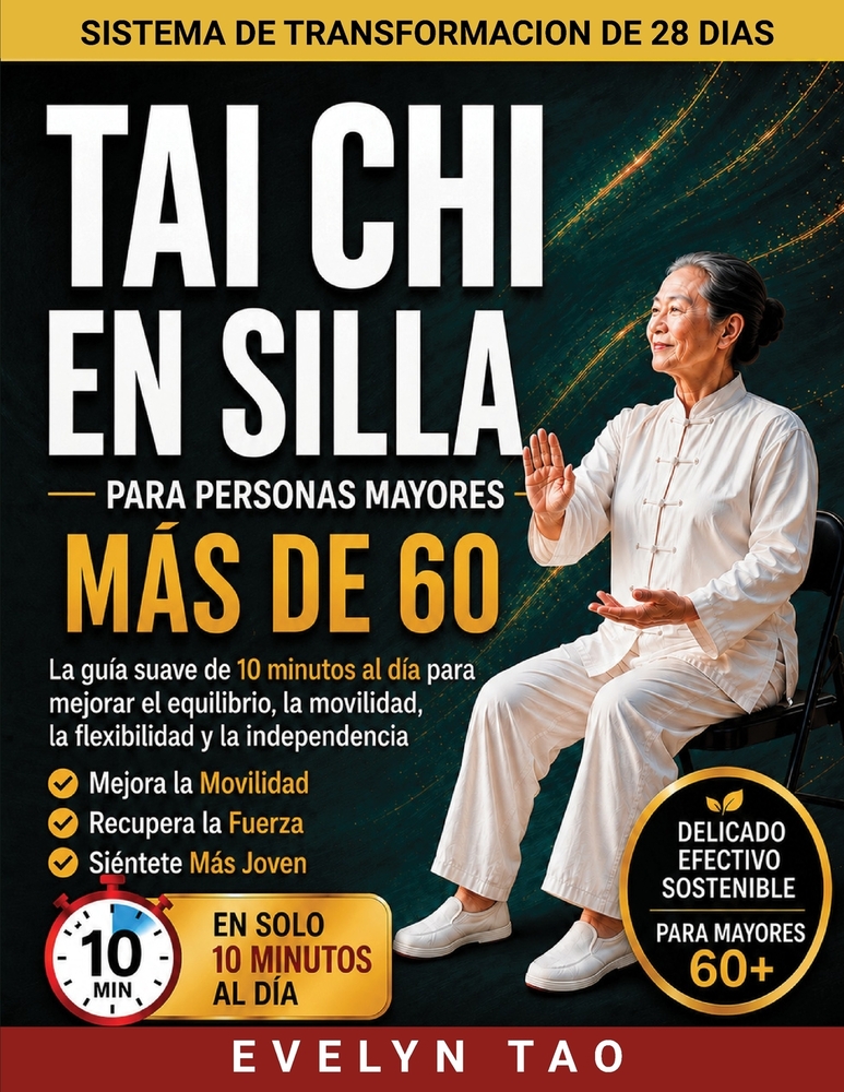 Tai Chi en silla Para personas mayores Más de 60: La guía sencilla de 10 minutos al día para mejorar el equilibrio, la movilidad, la flexibilidad y la cover