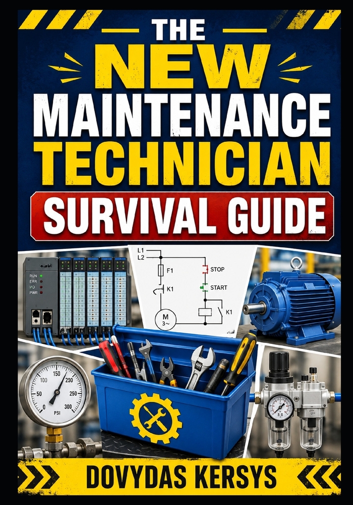 The New Maintenance Technician Survival Guide: A Practical First-Year Guide to Troubleshooting, Electrical Controls, PLCs, Motors, Pneumatics, Hydraul cover