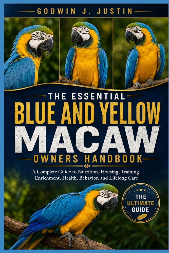 The Essential Blue and Yellow Macaw Owners Handbook: A Complete Guide to Nutrition, Housing, Training, Enrichment, Health, Behavior, and Lifelong Care cover