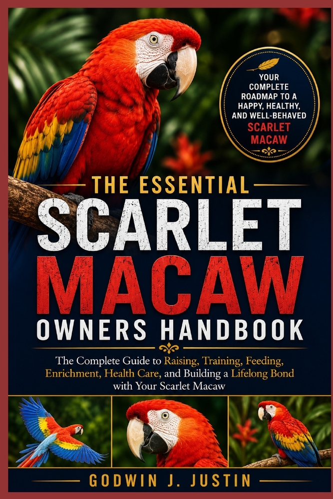The Essential Scarlet Macaw Owners Handbook: The Complete Guide to Raising, Training, Feeding, Enrichment, Health Care, and Building a Lifelong Bond w cover