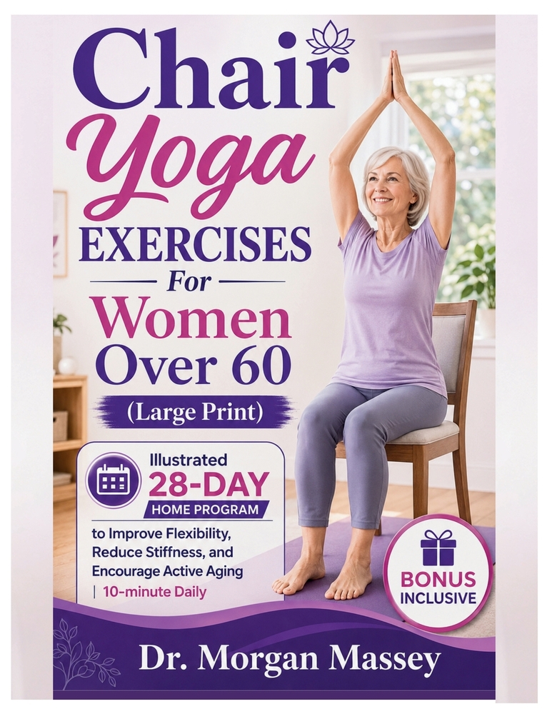 Chair Yoga Exercises For Women Over 60 (Large Print): Illustrated 28-Day Home Program to Improve Flexibility, Reduce Stiffness, and Encourage Active A cover