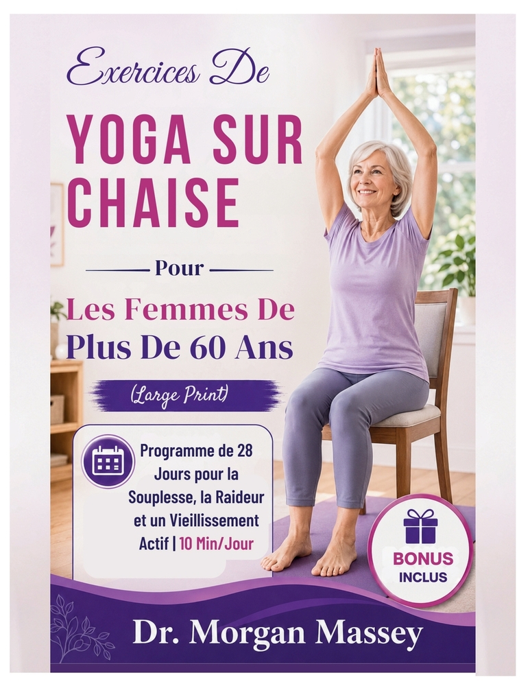 Exercices De Yoga Sur Chaise Pour Les Femmes De Plus De 60 Ans (Gros Caractères): Programme de 28 Jours pour la Souplesse, la Raideur et un Vieillisse cover