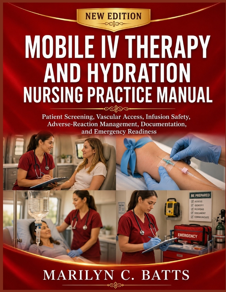 Mobile IV Therapy and Hydration Nursing Practice Manual: Patient Screening, Vascular Access, Infusion Safety, Adverse-Reaction Management, Documentati cover