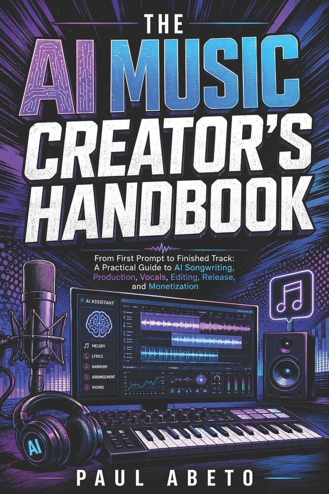 The AI Music Creator's Handbook: From First Prompt to Finished Track: A Practical Guide to AI Songwriting, Production, Vocals, Editing, Release, and M cover
