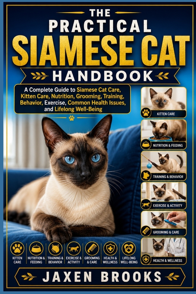 The Practical Siamese Cat Handbook: A Complete Guide to Siamese Cat Care, Kitten Care, Nutrition, Grooming, Training, Behavior, Exercise, Common Healt cover