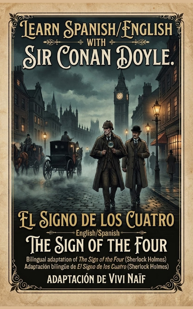 Learn Spanish/English with Sir Conan Doyle.: Bilingual adaptation of The Sign of the Four (Sherlock Holmes) cover