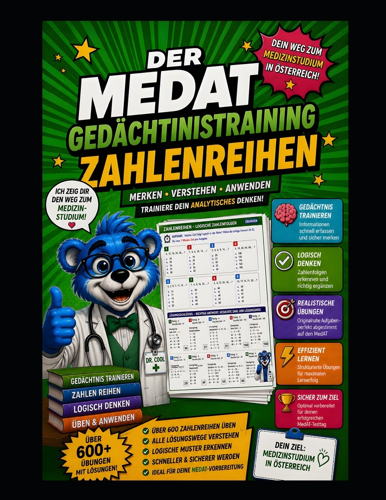 Dr. Cool MedAT - Zahlenfolgen - Muster statt raten: Das große Zahlenfolgen training mit Dr. Cool cover