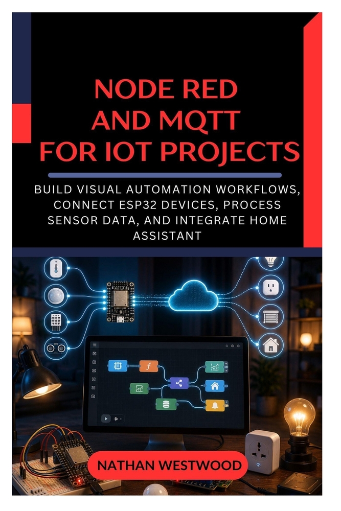 Node RED and MQTT for IoT Projects: Build Visual Automation Workflows, Connect ESP32 Devices, Process Sensor Data, and Integrate Home Assistant cover
