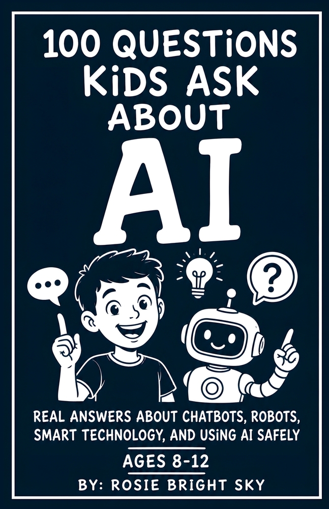 100 Questions Kids Ask About AI: Real Answers About Chatbots, Robots, Smart Technology, and Using AI Safely cover