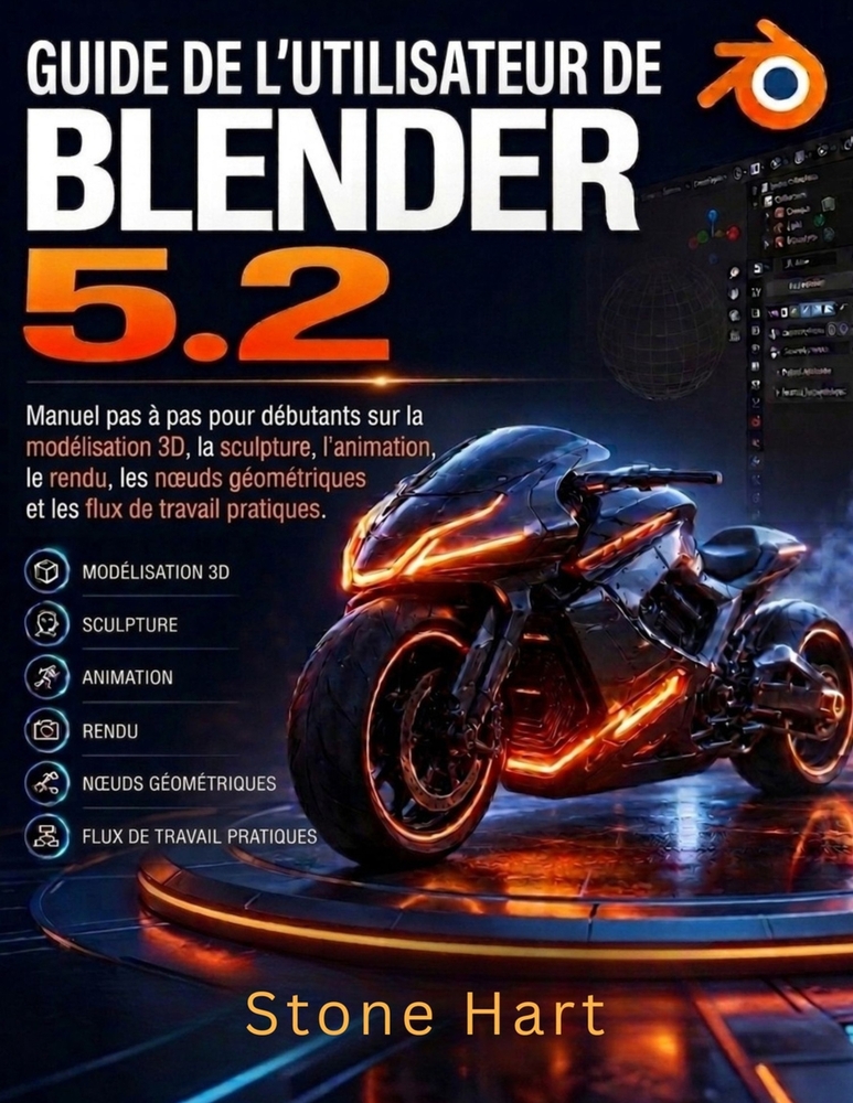 Guía del Usuario de Blender 5.2: Manual paso a paso para principiantes sobre modelado 3D, escultura, animación, renderizado, nodos de geometría y fluj cover