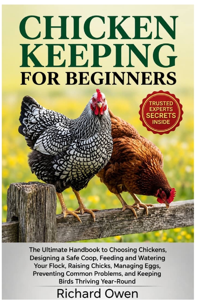 Chicken Keeping for Beginners: The Ultimate Guide to Choosing Chickens, Designing a Safe Coop, Feeding and Watering Your Flock, Raising Chicks, Managi cover