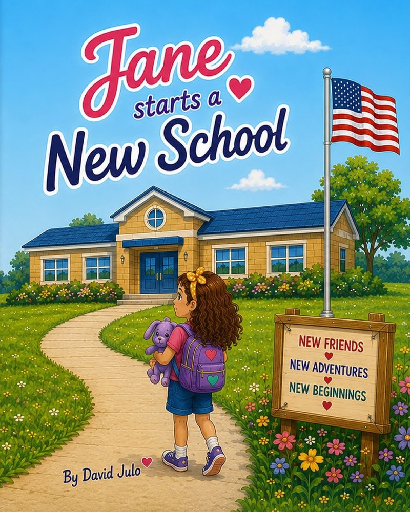 Jane Starts a New School: Anxious and affraid of starting a new school kids book cover